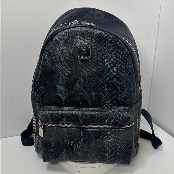 ?Authentic MCM Snakeskin Embossed Visetos Studded Medium Stark Backpack? main image 7